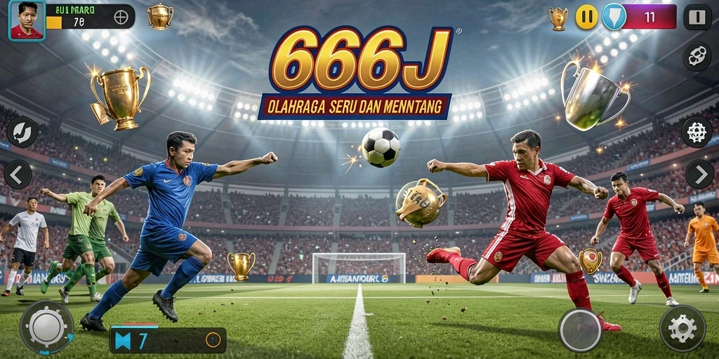 Screenshot utama gameplay 666J yang penuh aksi olahraga.