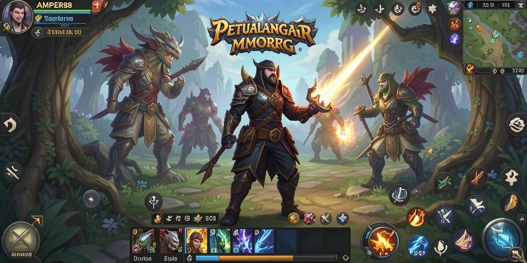Tampilan screenshot AMPER88 yang menunjukkan aksi pertempuran MMORPG.
