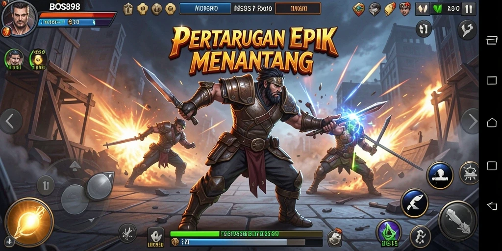 Gambar gameplay aksi pertarungan seru di BOS898.