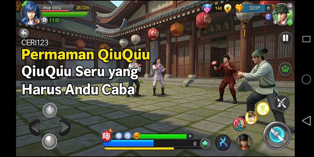 Tangkapan layar utama CERI123 menampilkan gameplay QiuQiu yang seru dan menantang.