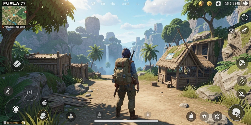 Gameplay FURLA77 menampilkan petualangan di dunia terbuka yang luas.