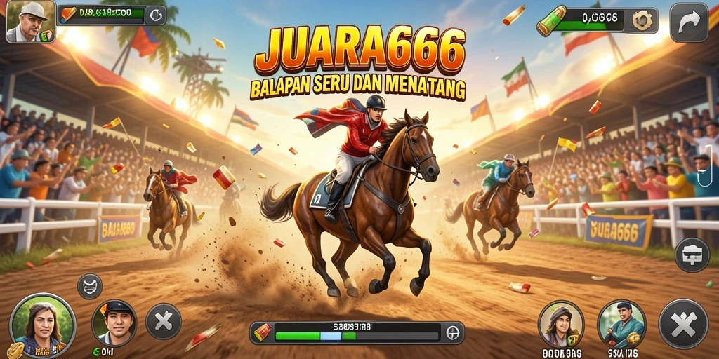 Screenshot JUARA666 menampilkan aksi balap mendebarkan di trek yang menantang.