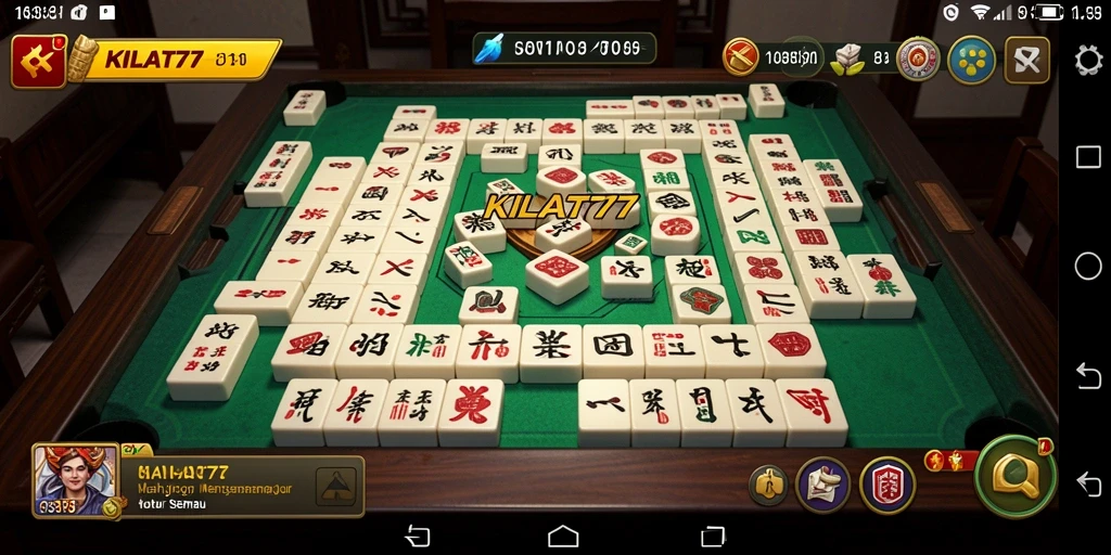 Screenshot gameplay KILAT77 menampilkan suasana permainan Mahjong yang seru.