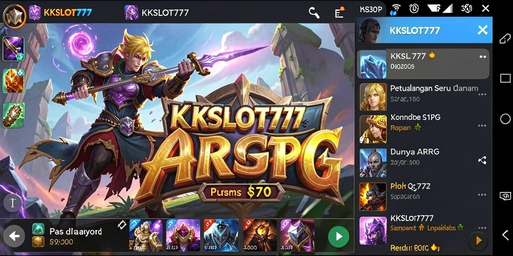 Gameplay KKSLOT777 menampilkan pertempuran seru dan eksplorasi dunia yang luas.