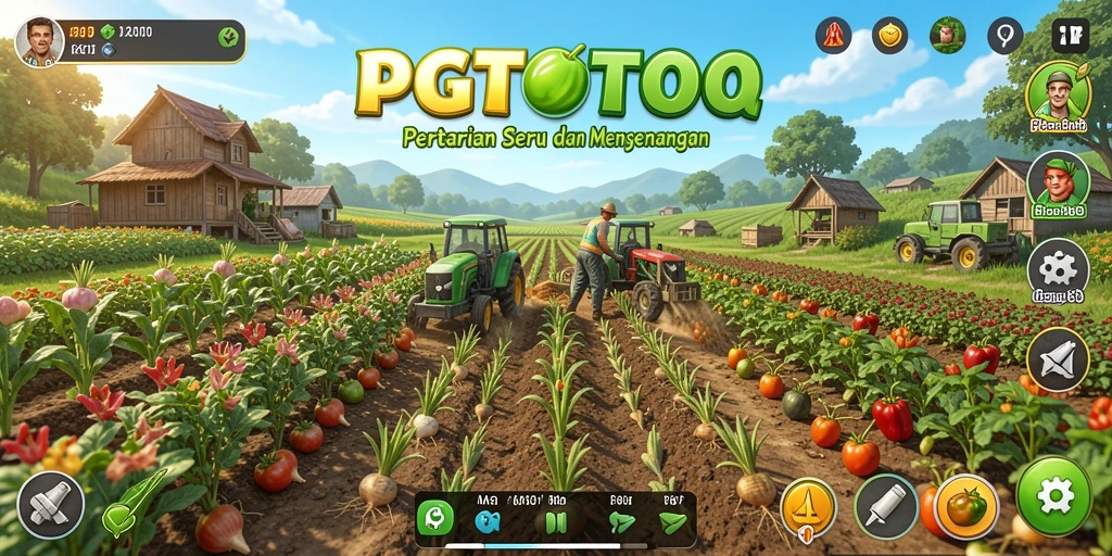 Tampilan screenshot PGTOTO yang menunjukkan kebun yang subur dan hewan ternak.