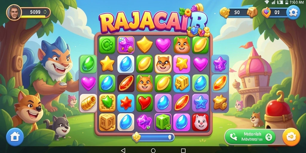 Tampilkan gameplay seru dari RAJACAIR dengan berbagai tantangan Match-3.