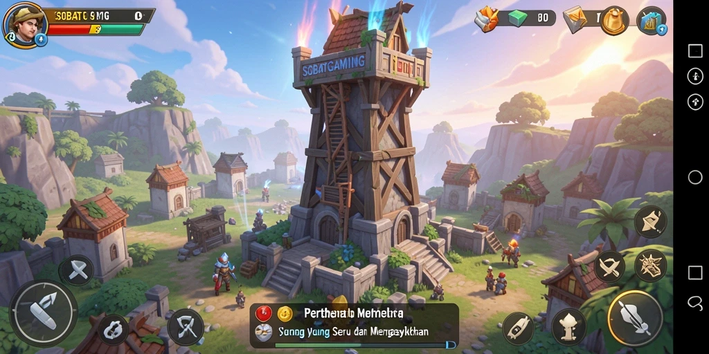 Gameplay seru SOBATGAMING dengan pertahanan strategis.