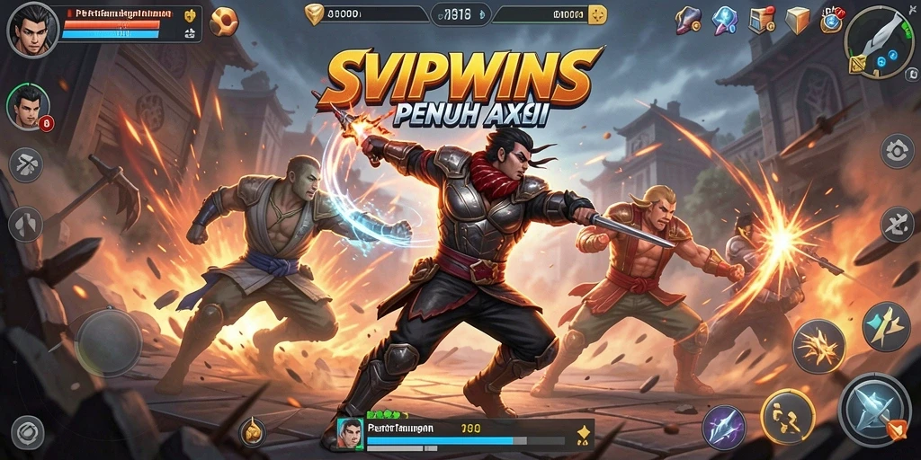 Tampilan aksi pertarungan yang seru dalam SVIPWINS.