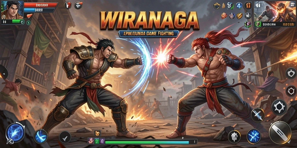 Screenshot gameplay WIRANAGA dengan pertarungan yang seru