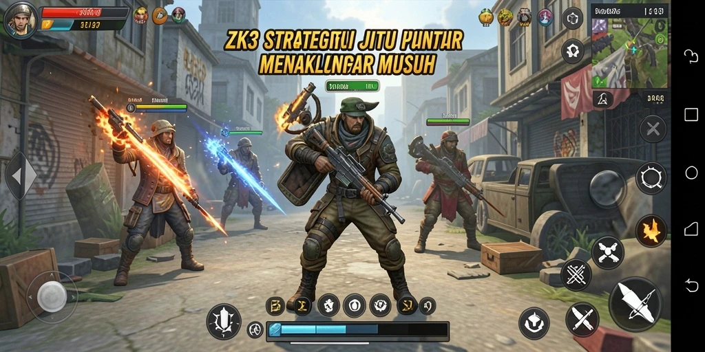 Tampilan gameplay menarik dari ZK3 menunjukkan strategi tempur yang dinamis.